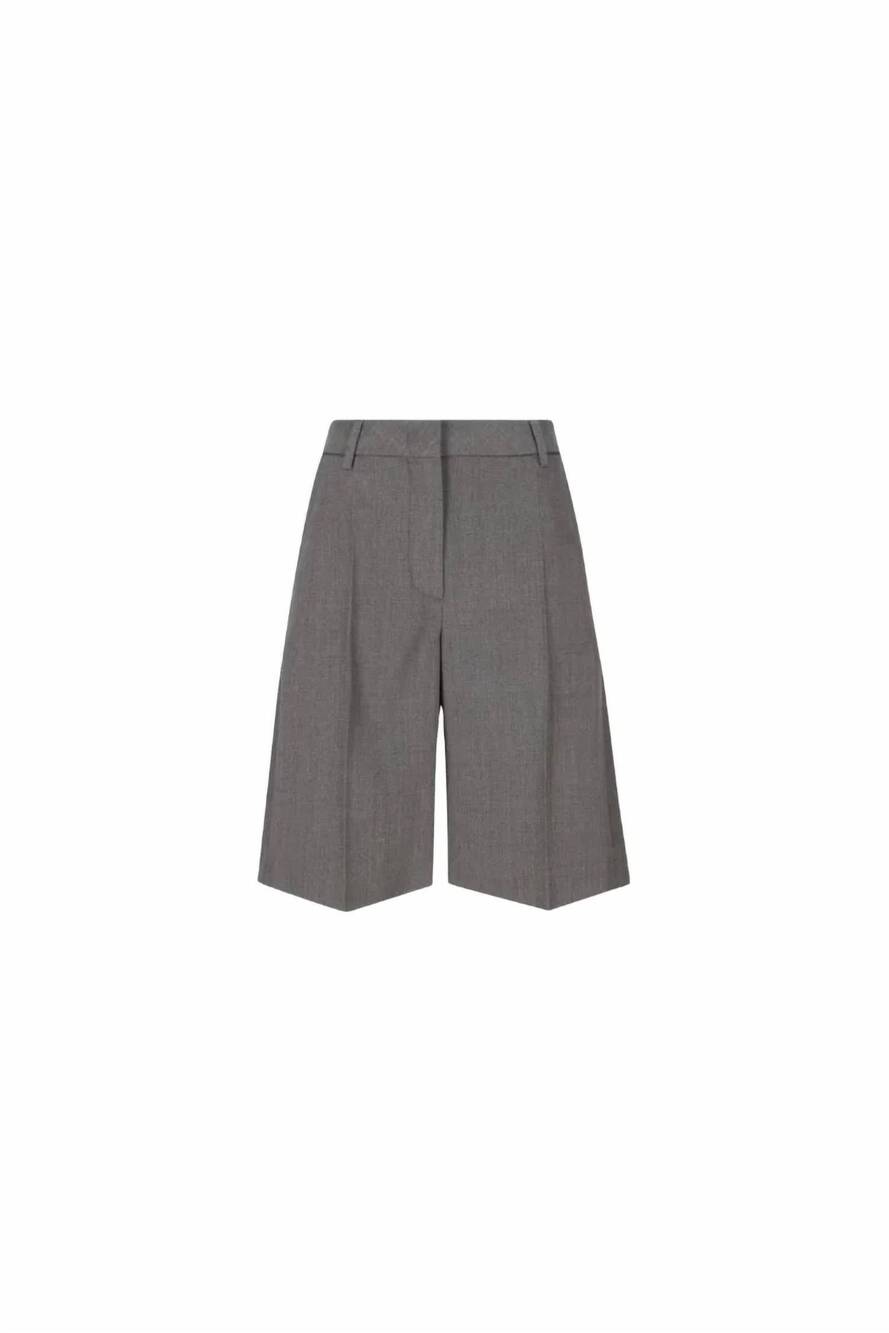 NEW VALENTINO GARAVANI women's wide leg zip casual bermuda shorts in grigio medi